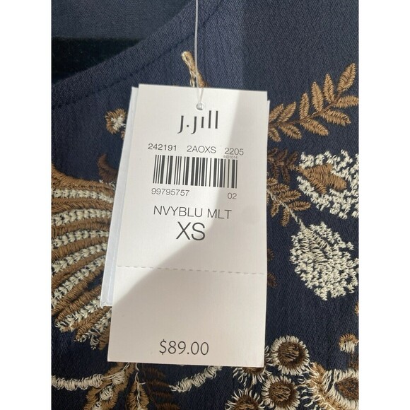 J.Jill Womens Embroidered Navy Floral Tank Size XS NWT - Picture 3 of 7